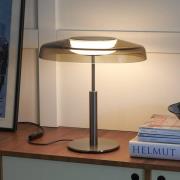 Oluce LED-bordlampe Dora, nikkel/røggrå, metal, PMMA