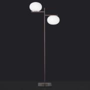 Oluce Gulvlampe Alba, bronze, hvid, 2 lyskilder, glas, metal