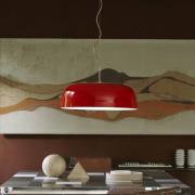 Oluce LED-hængelampe Canopy, Ø 90 cm, rød, aluminium