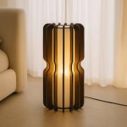 Lucande gulvlampe Juneta, 75 cm, brun, træ, tekstil