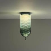 OLEV LED-loftlampe Curuba, grøn, glas, højde 40 cm, 2.700 K