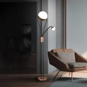 LED-gulvlampe Chris, kaffe, metal, læselampe, dæmper