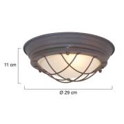 Loftlampe Lisanne, brun, Ø 29 cm, metal, glas, E27