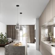 LED-hængelampe Noa, grå, glas, Ø 25 cm, CCT, dæmpbar