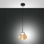 LED-pendellampe Deva, ravfarvet, glas, Ø 25 cm, CCT, dæmpbar
