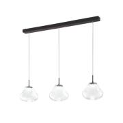 LED-pendellampe Deva, 3 lyskilder, 115 cm, klar, CCT, dæmpbar