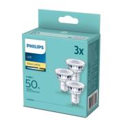 Philips LED-reflektor GU10 4,6W 2.700 K, 3 stk.