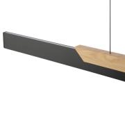 LED-hængelampe Arcus, sort/brun Længde 121 cm Metal/træ