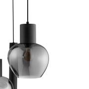 Hængelampe Ligari, sort/røggrå, Ø 68 cm, metal/glas