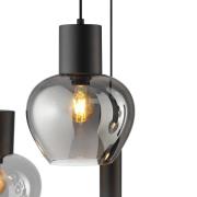 Hængelampe Ligari, sort/røggrå, længde 126 cm, glas