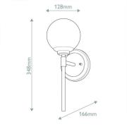 Væglampe Benno 1 sort-bronze, hvid, stål, glas IP44 G9