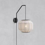 Væglampe Asuka, Ø 27 cm, beigefarvet/sort, stof/metal