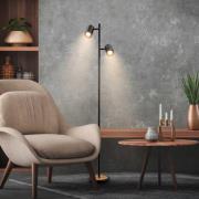 Gulvlampe Duta, sort/lys træ, højde 160 cm metal/træ