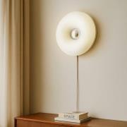 Lindby LED-bord-/væglampe Fjora, hvid/krom, Ø 30 cm, dæmpbar