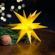 STERNTALER LED-stjerne, gul, Ø 55 cm, 18 takker, IP44