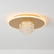 LED-loftslampe Deluge, guldfarvet, Ø 32 cm, metal/akryl