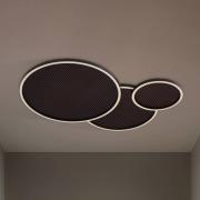 Lucande LED-loftslampe Orven, sort/træ, 80 cm, dæmpbar