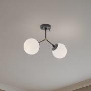 Loftlampe Damar, sort, glas, 2 lyskilder, længde 44 cm