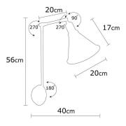 Væglampe Berceste 7956, sort/guld, højde 56 cm