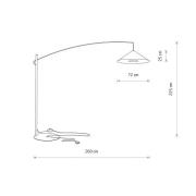 Buelampe Poise, umbragrå, stål, tekstil, udhæng 260 cm