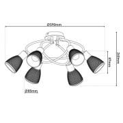 Loftslampe Lindita, 6 lyskilder, glas, røggrå, E14