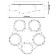 LED-loftlampe Eliora, 5 lyskilder, hvid, CCT, fjernbetjening