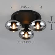 Loftslampe Divina, røglignende, Ø 39 cm, 3 lyskilder, glas