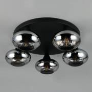 Loftlampe Divina, røgfarvet, Ø 49 cm, 5 lyskilder, glas