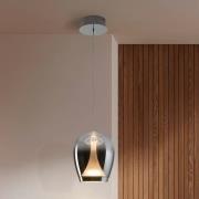 LED-hængelampe Suspiro, Ø 18 cm, kromfarvet/røggrå, glas