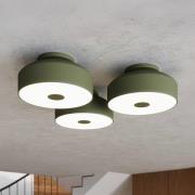 Loftslampe CLARO, olivengrøn, Ø 30 cm, metal, 4 x E27
