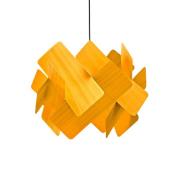 LZF pendellampe Escape, gul/nikkelfarvet, Ø 30 cm, træ