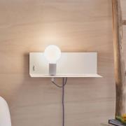 Paulmann væglampe Devara, hvid, 40 cm E27 USB-port