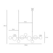 Hængelampe Dione, opal/guld, 9 lyskilder