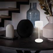 LED-batteridrevet bordlampe Kira, hvid, højde 19 cm, IP44, touchdim