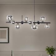 Hængelampe Rumba, sort/røggrå, glas/metal, 10 lyskilder.