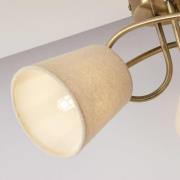 Loftlampe Waris, messing/creme, tekstil/metal, 3 lyskilder