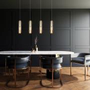 LED-hængelampe Dereck, røggrå/ravfarvet, Ø 10 cm, glas