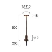 LED-sokkellampe Tango rustbrun, højde 50 cm metal, jordspyd