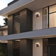 udendørs LED-væglampe Siena, mørkegrå, højde 28 cm, metal