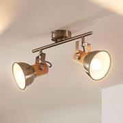 Dennis loftlampe med træ, 2 lyskilder.