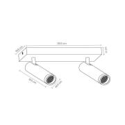 Loftspot Grado, længde 25 cm, taupe, metal, 2 lyskilder