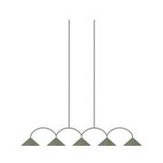 Globen Lighting hængelampe CURVE 5, grøn, 5 lyskilder, 165 cm