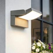 Lindby udendørs LED-væglampe Sherin, grå, IP54, drejelig