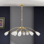 Hængelampe CARLA, messingfarvet, Ø 84 cm, metal/glas 8 lyskilder