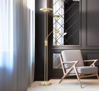 LED-gulvlampe Tallri messing Højde 180 cm 2 lyskilder CCT Touchdim