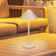 LED-batteridrevet bordlampe Prato, sandfarvet Højde 25 cm Metal IP54