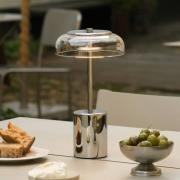 Nuura LED-batteridrevet bordlampe Blossi, højde 26 cm, krom/klar