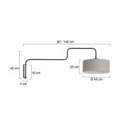 Væglampe Bloeba, sort-mudder Udhæng, 140 cm Chintz