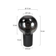 Bordlampe Bloeba, sort/røggrå, Ø 17 cm, glaskugle