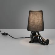 Bordlampe Huma, sort, højde 25 cm, tekstil/keramik, E14